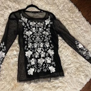 INC sheer blouse with camisole, small